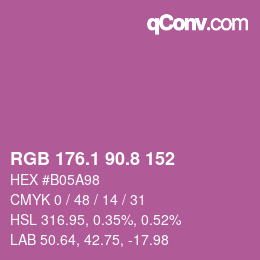 カラーコード: RGB 176.1 90.8 152 | qconv.com