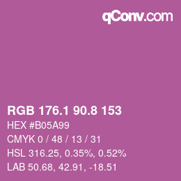 カラーコード: RGB 176.1 90.8 153 | qconv.com