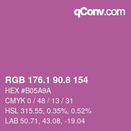カラーコード: RGB 176.1 90.8 154 | qconv.com