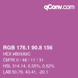 カラーコード: RGB 176.1 90.8 156 | qconv.com