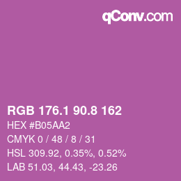 カラーコード: RGB 176.1 90.8 162 | qconv.com