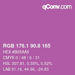 カラーコード: RGB 176.1 90.8 165 | qconv.com