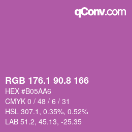 カラーコード: RGB 176.1 90.8 166 | qconv.com