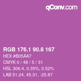カラーコード: RGB 176.1 90.8 167 | qconv.com