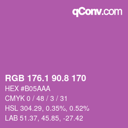 カラーコード: RGB 176.1 90.8 170 | qconv.com