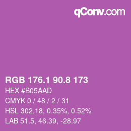 カラーコード: RGB 176.1 90.8 173 | qconv.com