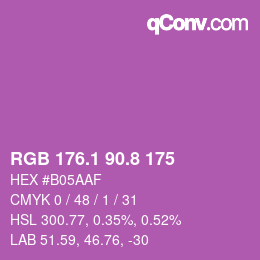 カラーコード: RGB 176.1 90.8 175 | qconv.com