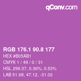 カラーコード: RGB 176.1 90.8 177 | qconv.com