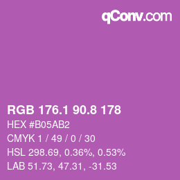 カラーコード: RGB 176.1 90.8 178 | qconv.com