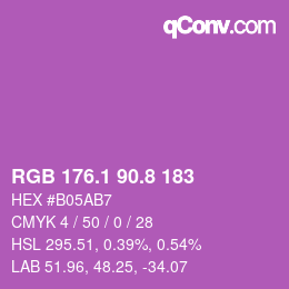 カラーコード: RGB 176.1 90.8 183 | qconv.com