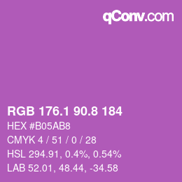 カラーコード: RGB 176.1 90.8 184 | qconv.com