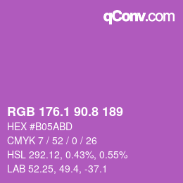 カラーコード: RGB 176.1 90.8 189 | qconv.com