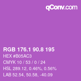 カラーコード: RGB 176.1 90.8 195 | qconv.com