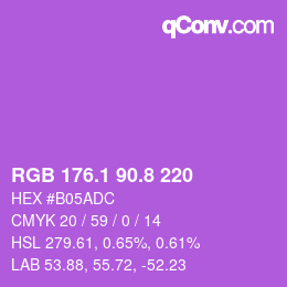 カラーコード: RGB 176.1 90.8 220 | qconv.com