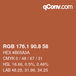カラーコード: RGB 176.1 90.8 58 | qconv.com