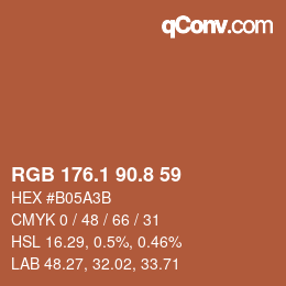 カラーコード: RGB 176.1 90.8 59 | qconv.com