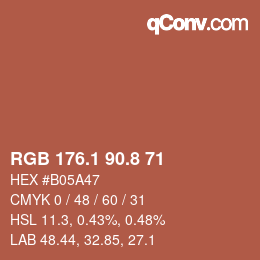カラーコード: RGB 176.1 90.8 71 | qconv.com