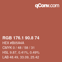 カラーコード: RGB 176.1 90.8 74 | qconv.com