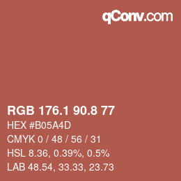 カラーコード: RGB 176.1 90.8 77 | qconv.com
