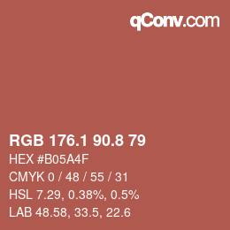 カラーコード: RGB 176.1 90.8 79 | qconv.com