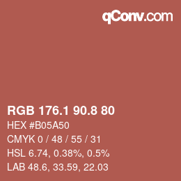 Color code: RGB 176.1 90.8 80 | qconv.com