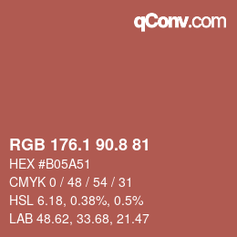 カラーコード: RGB 176.1 90.8 81 | qconv.com