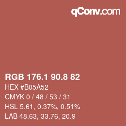 カラーコード: RGB 176.1 90.8 82 | qconv.com
