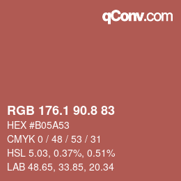 カラーコード: RGB 176.1 90.8 83 | qconv.com
