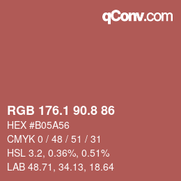 カラーコード: RGB 176.1 90.8 86 | qconv.com