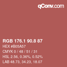 カラーコード: RGB 176.1 90.8 87 | qconv.com