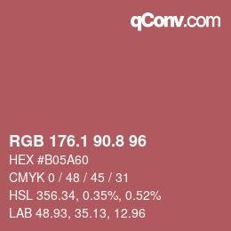 カラーコード: RGB 176.1 90.8 96 | qconv.com