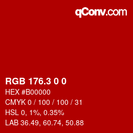 カラーコード: RGB 176.3 0 0 | qconv.com