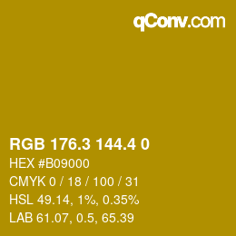カラーコード: RGB 176.3 144.4 0 | qconv.com