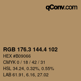 カラーコード: RGB 176.3 144.4 102 | qconv.com