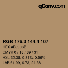 カラーコード: RGB 176.3 144.4 107 | qconv.com