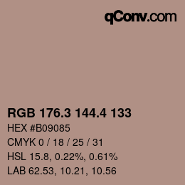 カラーコード: RGB 176.3 144.4 133 | qconv.com