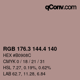 カラーコード: RGB 176.3 144.4 140 | qconv.com
