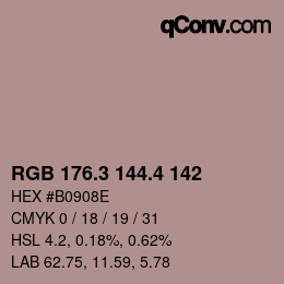 カラーコード: RGB 176.3 144.4 142 | qconv.com
