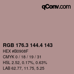 カラーコード: RGB 176.3 144.4 143 | qconv.com