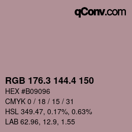 カラーコード: RGB 176.3 144.4 150 | qconv.com