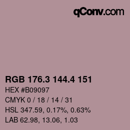カラーコード: RGB 176.3 144.4 151 | qconv.com