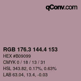 カラーコード: RGB 176.3 144.4 153 | qconv.com