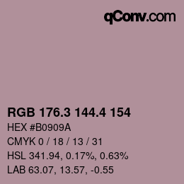 カラーコード: RGB 176.3 144.4 154 | qconv.com