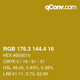カラーコード: RGB 176.3 144.4 16 | qconv.com