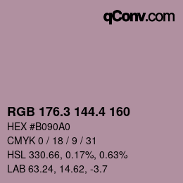 カラーコード: RGB 176.3 144.4 160 | qconv.com