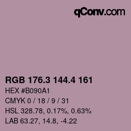 カラーコード: RGB 176.3 144.4 161 | qconv.com