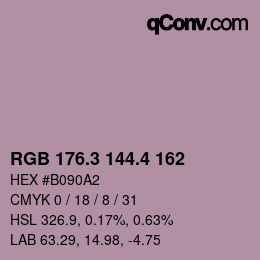 カラーコード: RGB 176.3 144.4 162 | qconv.com