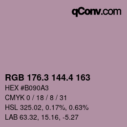 カラーコード: RGB 176.3 144.4 163 | qconv.com