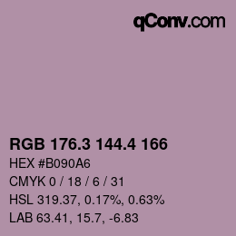 カラーコード: RGB 176.3 144.4 166 | qconv.com