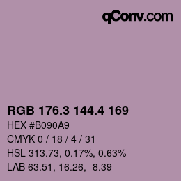 カラーコード: RGB 176.3 144.4 169 | qconv.com